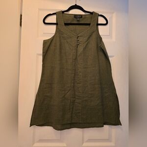 August Silk M Olive Linen Tunic Tank